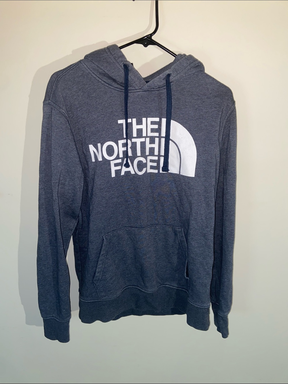 The North Face Heather Charcoal Pullover Hoodie with White Logo Size M